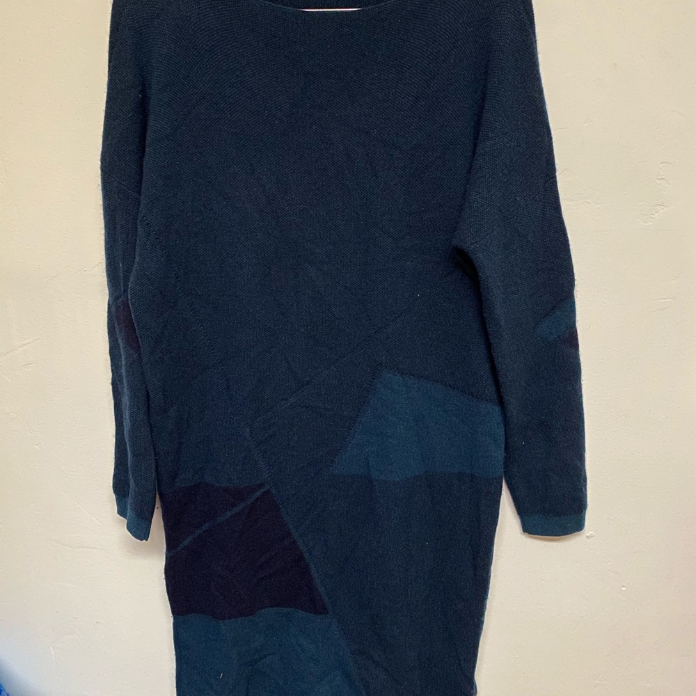 Vince Geometric Wool/Cashmere Blend Sweater Dress